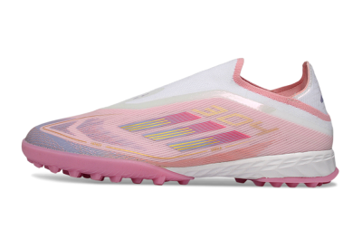 Men's Adidas F50 Pro Laceless TF Artificial Turf Low-Tops Football Shoes - Pink/Blush Pink/Soft Coral