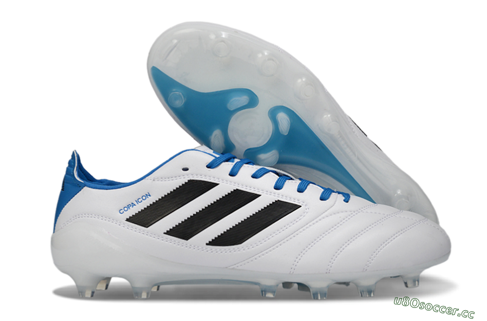Men's Adidas Copa Icon 2 FG Firm Ground Low-Tops Football Boots - White/Electric Blue/Black 2
