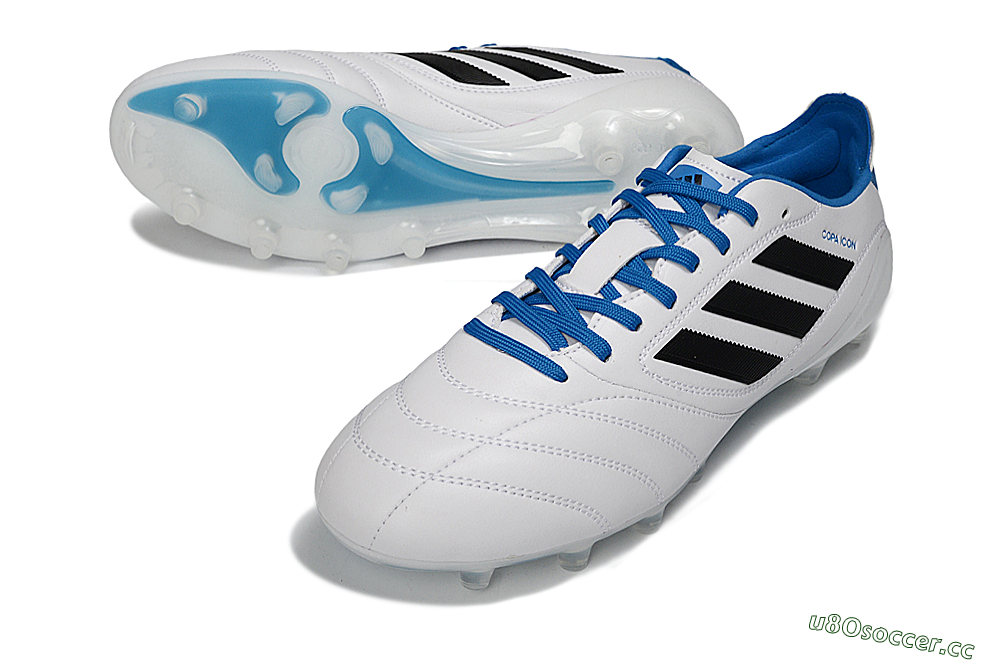 Men's Adidas Copa Icon 2 FG Firm Ground Low-Tops Football Boots - White/Electric Blue/Black 3