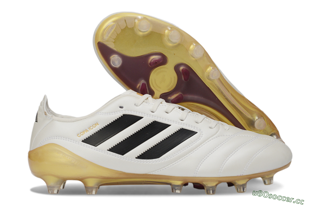 Men's Adidas Copa Icon 2 FG Firm Ground Low-Tops Football Boots - White/Black/Gold 2