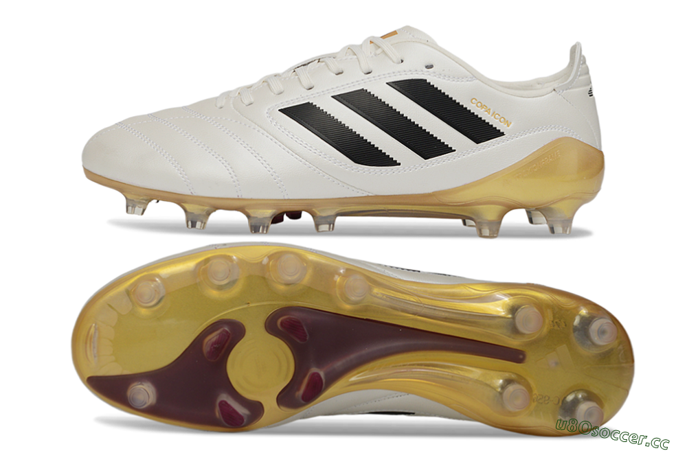 Men's Adidas Copa Icon 2 FG Firm Ground Low-Tops Football Boots - White/Black/Gold 1