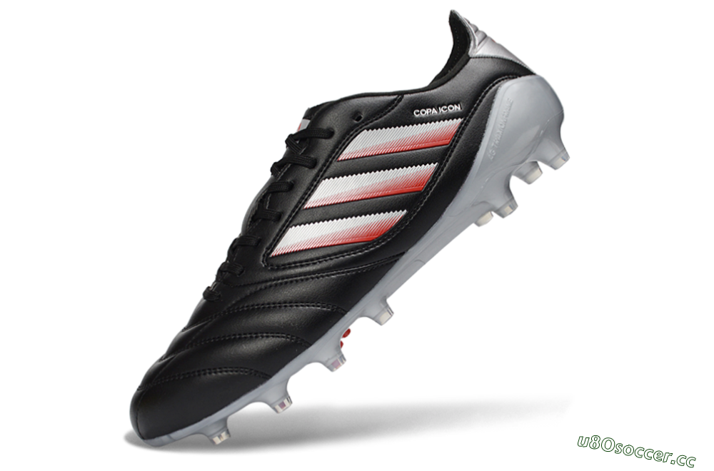 Men's Adidas Copa Icon 2 FG Firm Ground Low-Tops Football Boots - Black/Crimson Red/Metallic Silver 5