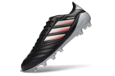 Men's Adidas Copa Icon 2 FG Firm Ground Low-Tops Football Boots - Black/Crimson Red/Metallic Silver