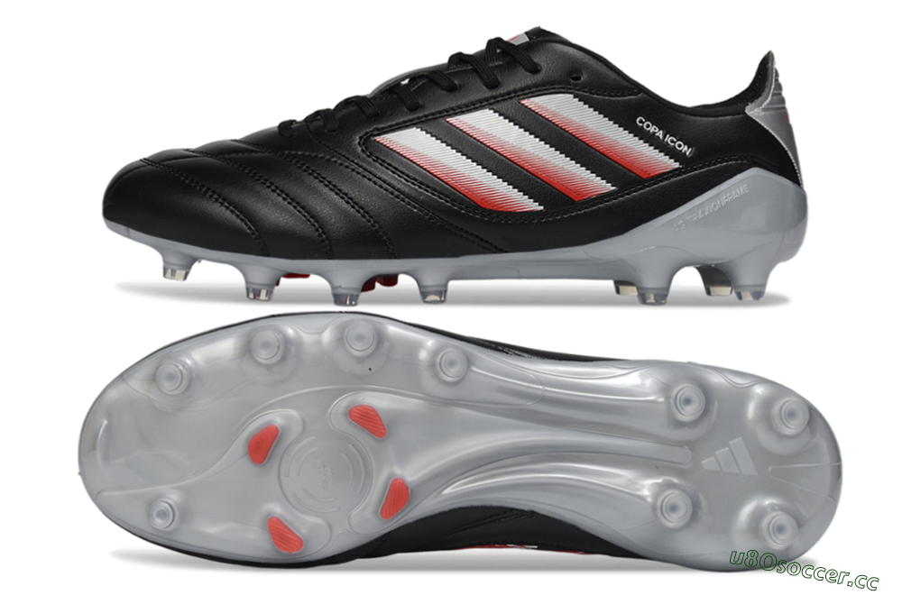 Men's Adidas Copa Icon 2 FG Firm Ground Low-Tops Football Boots - Black/Crimson Red/Metallic Silver 1