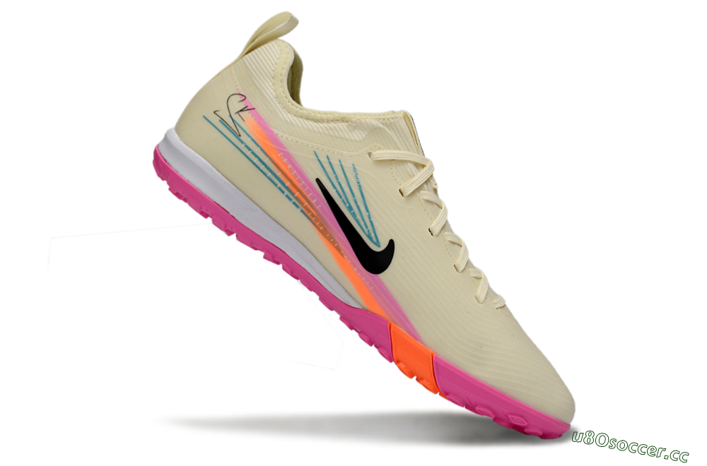 Unisex Nike Air Zoom Mercurial Vapor 16 Pro TF Artificial Turf Low-Tops Football Shoes - Beige/Neon Pink/Luminous Orange 5