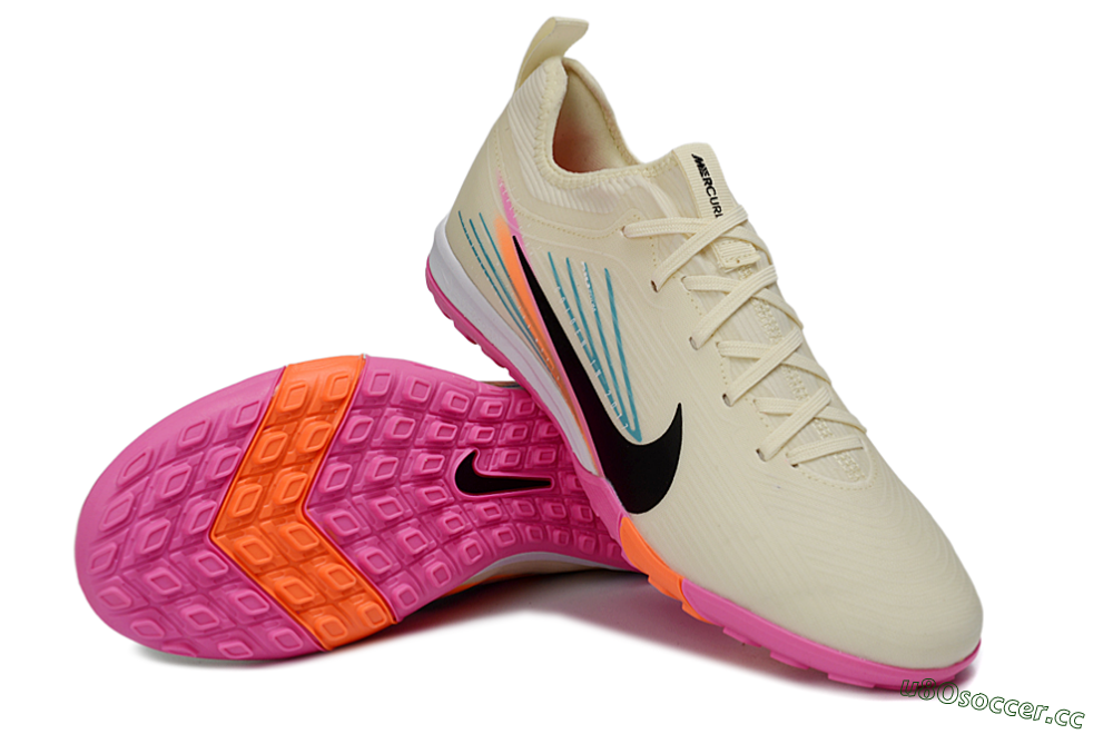 Unisex Nike Air Zoom Mercurial Vapor 16 Pro TF Artificial Turf Low-Tops Football Shoes - Beige/Neon Pink/Luminous Orange 4