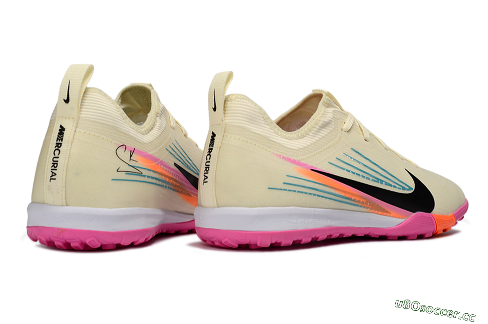 Unisex Nike Air Zoom Mercurial Vapor 16 Pro TF Artificial Turf Low-Tops Football Shoes - Beige/Neon Pink/Luminous Orange 7