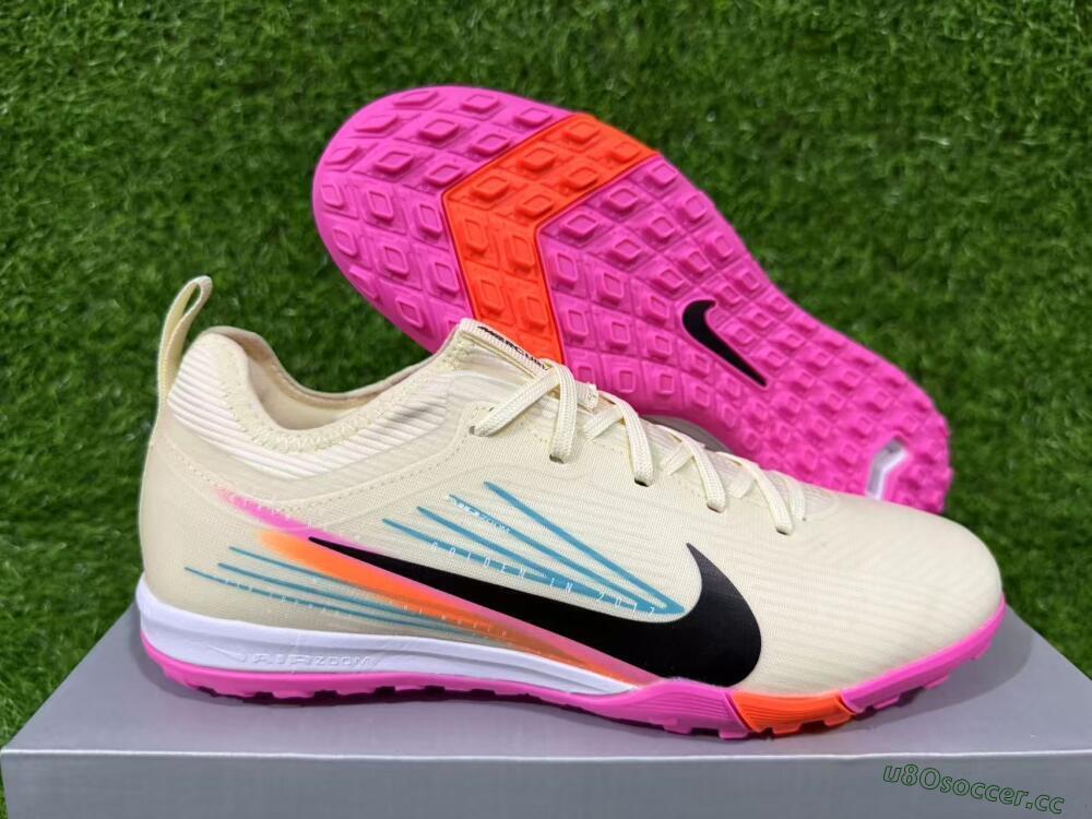 Unisex Nike Air Zoom Mercurial Vapor 16 Pro TF Artificial Turf Low-Tops Football Shoes - Beige/Neon Pink/Luminous Orange