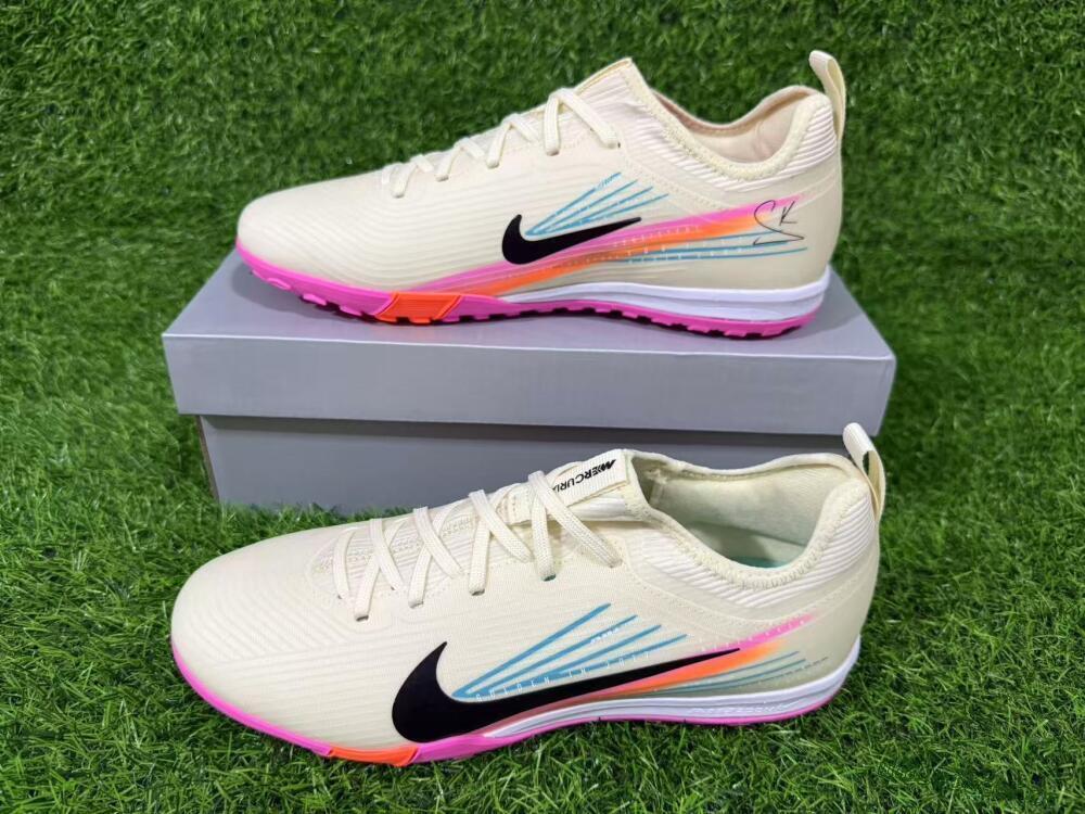 Unisex Nike Air Zoom Mercurial Vapor 16 Pro TF Artificial Turf Low-Tops Football Shoes - Beige/Neon Pink/Luminous Orange