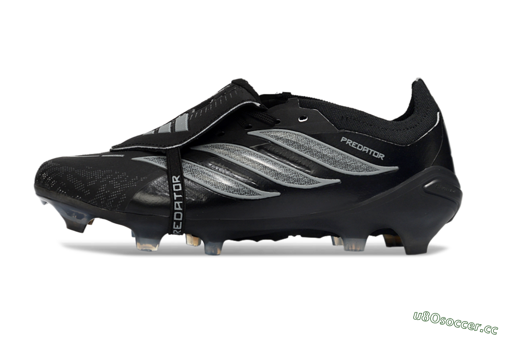 Unisex Adidas Predator 26 Elite Fold-Over Tongue FG Firm Ground Low-Tops Football Boots - Black/Graphite Gray/Metallic Silver 0