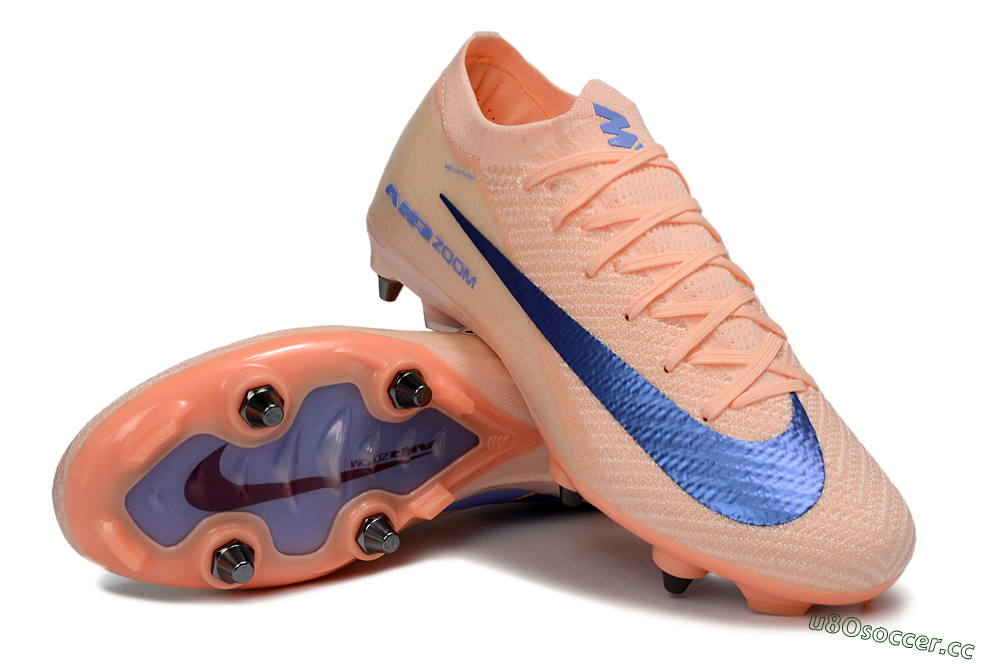 Men's Nike Air Zoom Mercurial Vapor 16 Elite SG Soft Ground Low-Tops Football Boots - Peach/Royal Blue/Pastel Orange 3