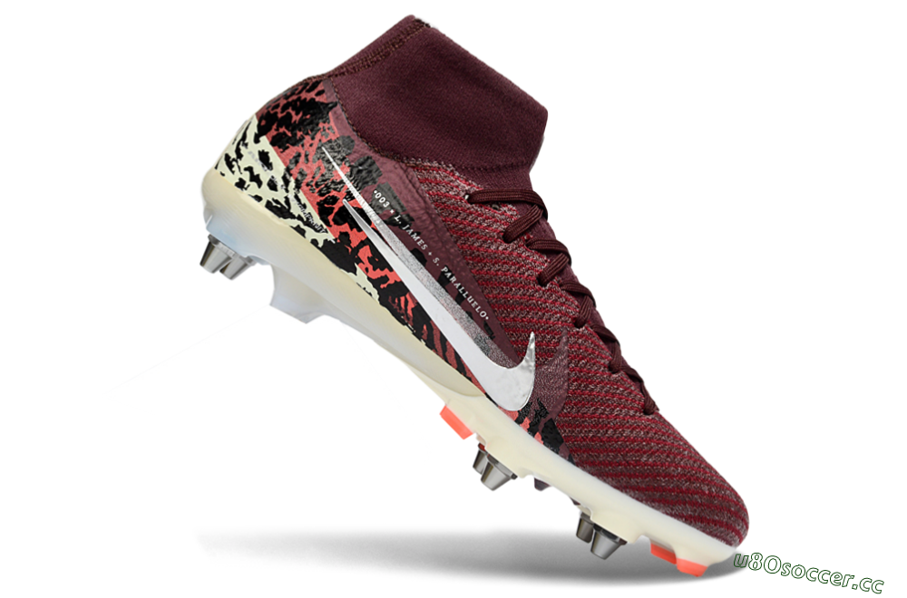 Men's Nike Air Zoom Mercurial Superfly 10 Elite SG Soft Ground High-Tops Football Boots - Red/Dark Berry/Metallic Silver 4