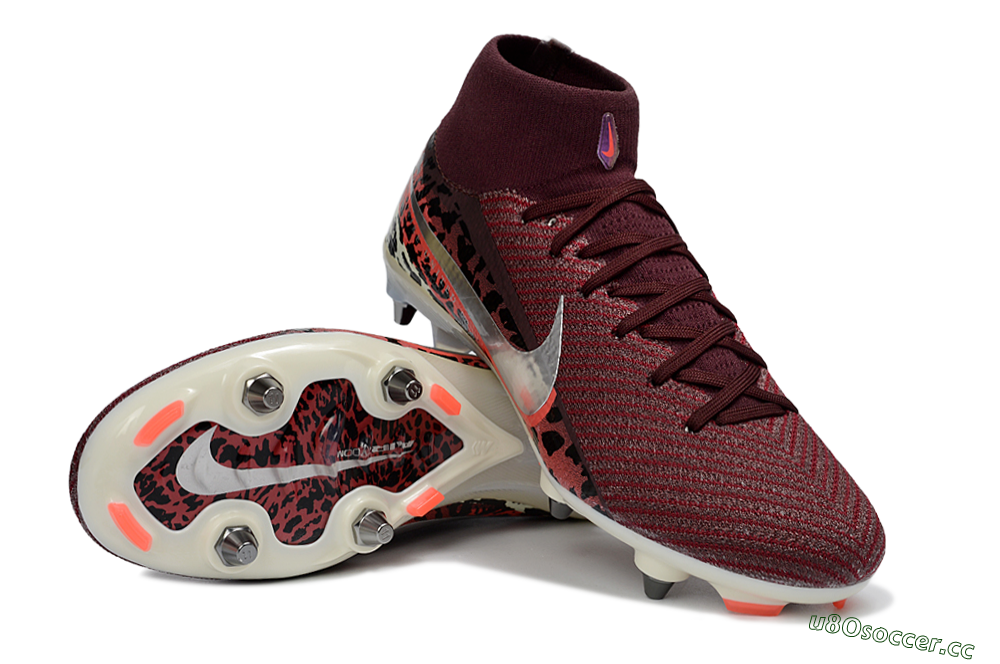 Men's Nike Air Zoom Mercurial Superfly 10 Elite SG Soft Ground High-Tops Football Boots - Red/Dark Berry/Metallic Silver 3