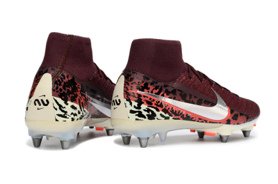 Men's Nike Air Zoom Mercurial Superfly 10 Elite SG Soft Ground High-Tops Football Boots - Red/Dark Berry/Metallic Silver