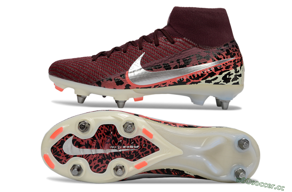 Men's Nike Air Zoom Mercurial Superfly 10 Elite SG Soft Ground High-Tops Football Boots - Red/Dark Berry/Metallic Silver 1