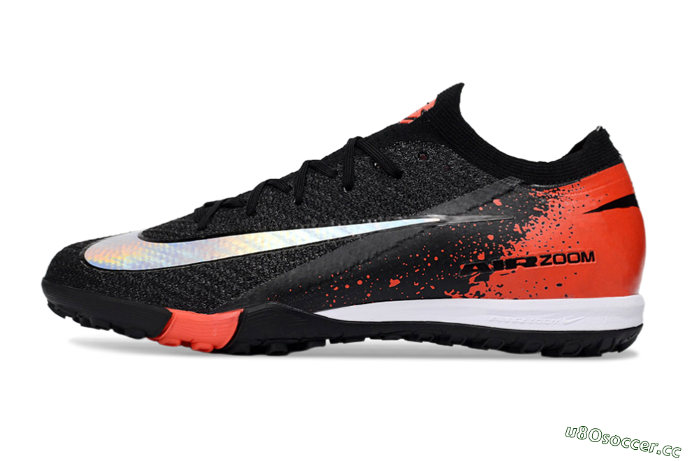 Men's Nike Air Zoom Mercurial Vapor 16 Elite TF Artificial Turf Low-Tops Football Shoes - Black/Crimson Burst/Shadow Black 0