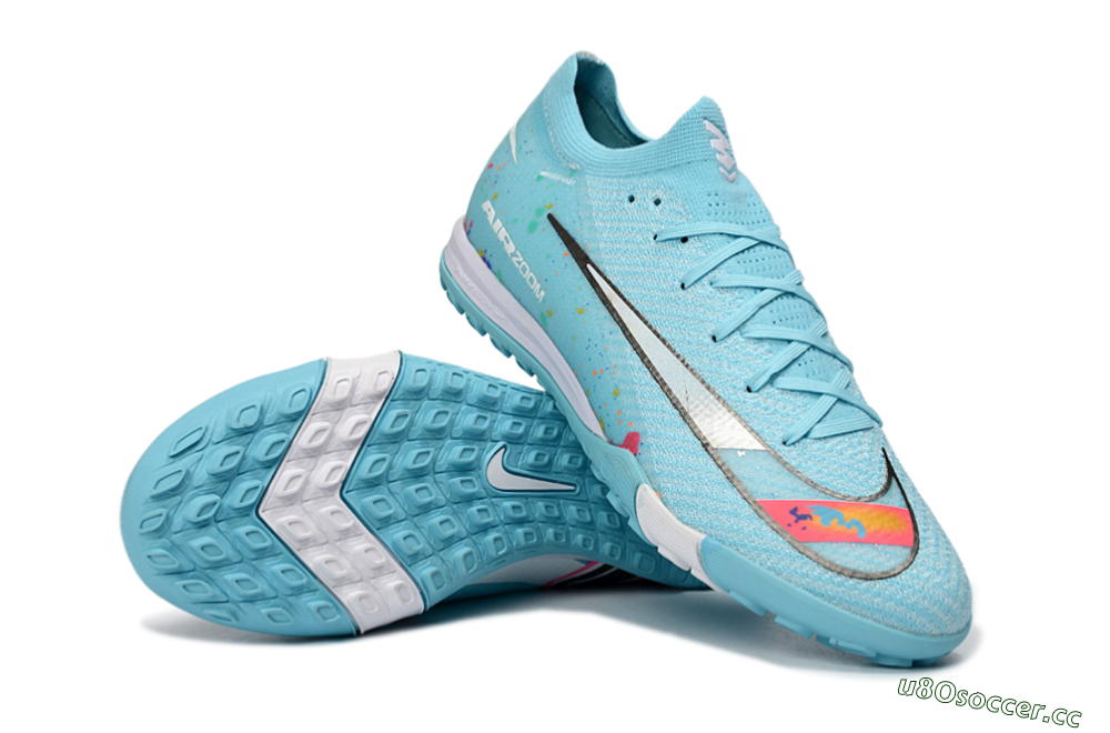 Men's Nike Air Zoom Mercurial Vapor 16 Elite TF Artificial Turf Low-Tops Football Shoes - Aqua/Bright Blue/White 3