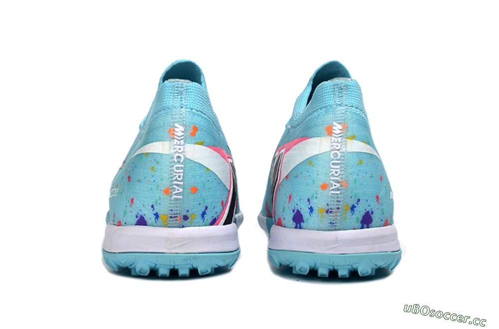 Men's Nike Air Zoom Mercurial Vapor 16 Elite TF Artificial Turf Low-Tops Football Shoes - Aqua/Bright Blue/White 5