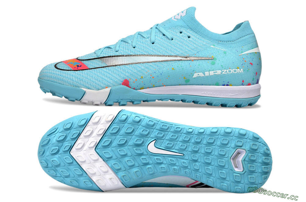 Men's Nike Air Zoom Mercurial Vapor 16 Elite TF Artificial Turf Low-Tops Football Shoes - Aqua/Bright Blue/White 1