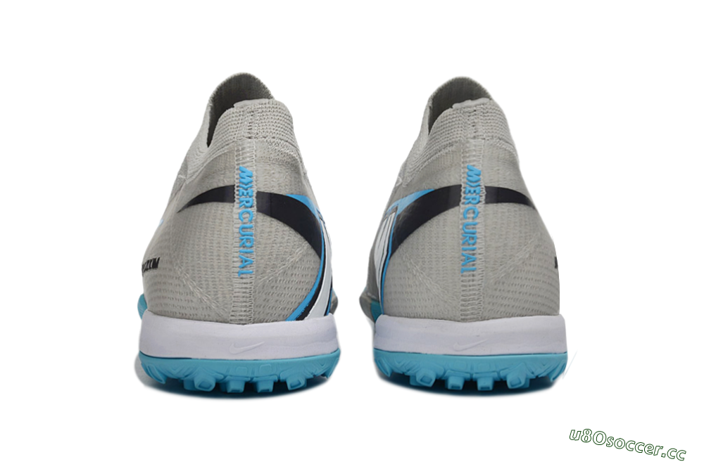 Men's Nike Air Zoom Mercurial Vapor 16 Elite TF Artificial Turf Low-Tops Football Shoes - Gray/Sky Blue/Sea Foam 5