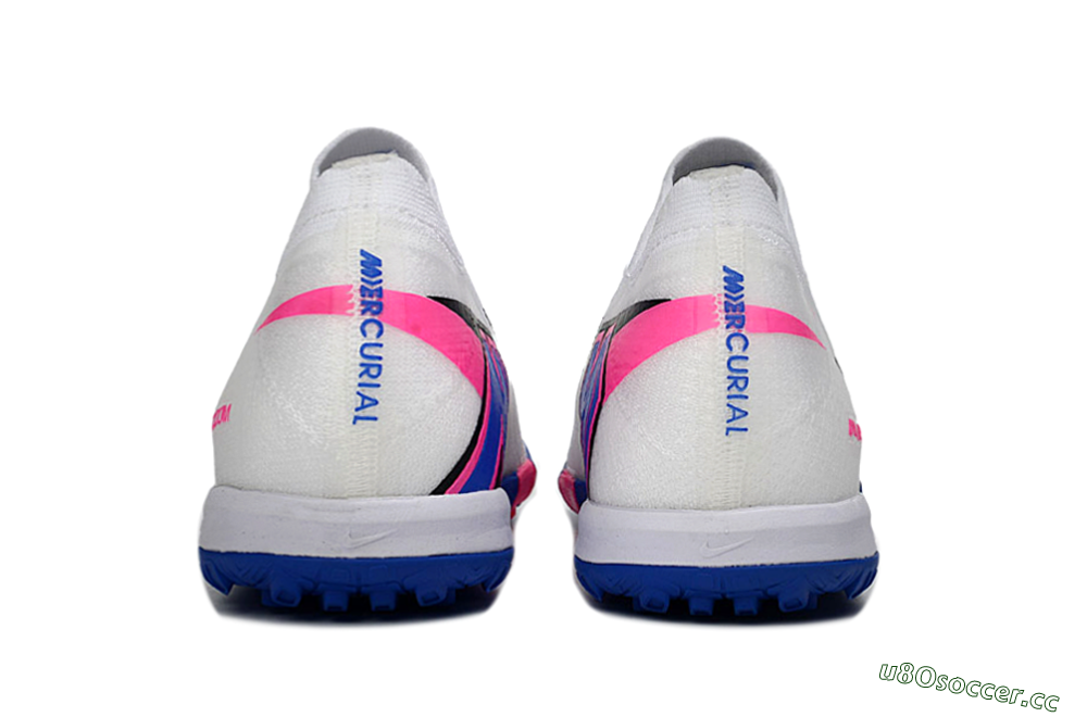 Men's Nike Air Zoom Mercurial Vapor 16 Elite TF Artificial Turf Low-Tops Football Shoes - White/Electric Blue/Pink Flash 5