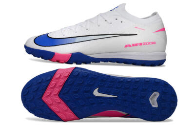 Men's Nike Air Zoom Mercurial Vapor 16 Elite TF Artificial Turf Low-Tops Football Shoes - White/Electric Blue/Pink Flash