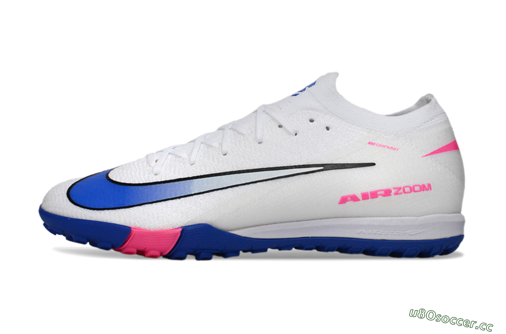 Men's Nike Air Zoom Mercurial Vapor 16 Elite TF Artificial Turf Low-Tops Football Shoes - White/Electric Blue/Pink Flash 0