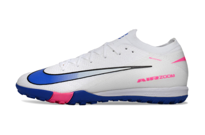 Men's Nike Air Zoom Mercurial Vapor 16 Elite TF Artificial Turf Low-Tops Football Shoes - White/Electric Blue/Pink Flash