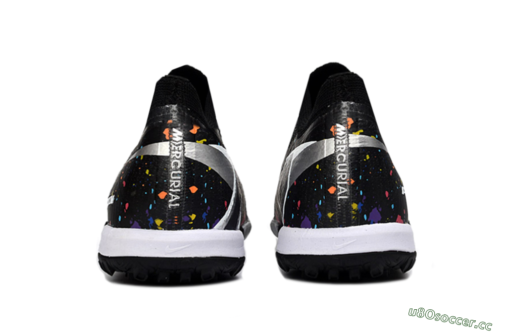 Men's Nike Air Zoom Mercurial Vapor 16 Elite TF Artificial Turf Low-Tops Football Shoes - Black/Rainbow Splash/Sleek White 5