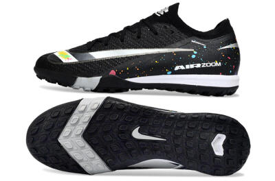 Men's Nike Air Zoom Mercurial Vapor 16 Elite TF Artificial Turf Low-Tops Football Shoes - Black/Rainbow Splash/Sleek White