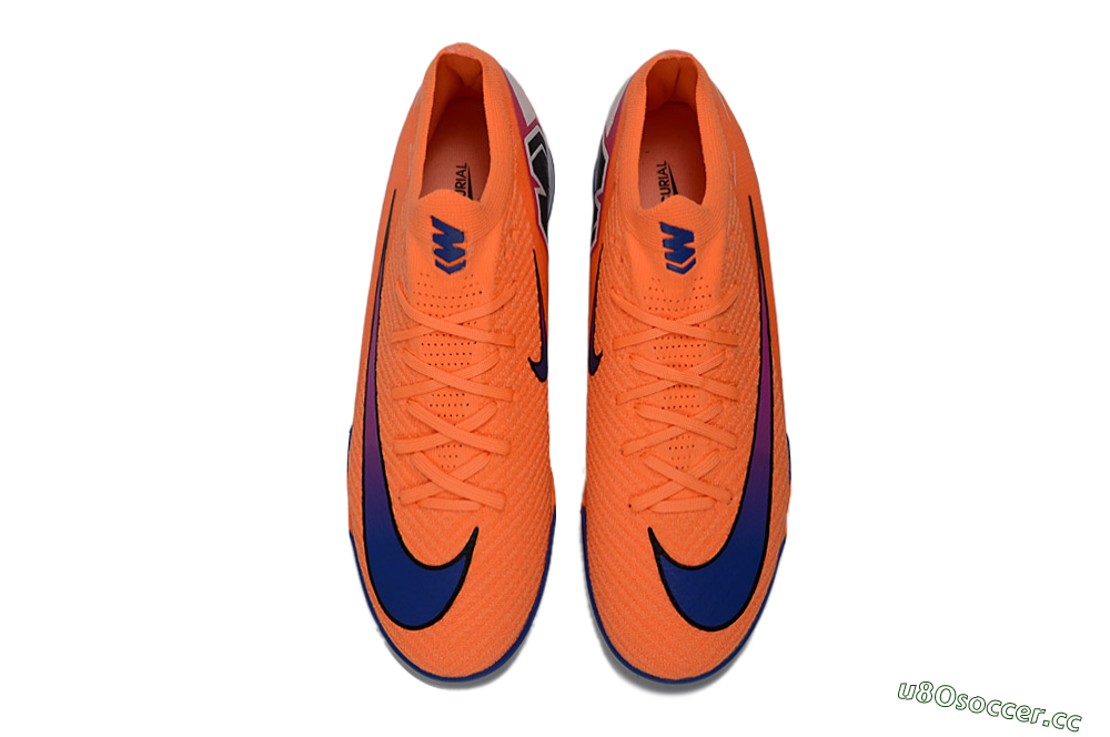 Men's Nike Air Zoom Mercurial Vapor 16 Elite TF Artificial Turf Low-Tops Football Shoes - Orange/Electric Blue/Fiery Orange 4