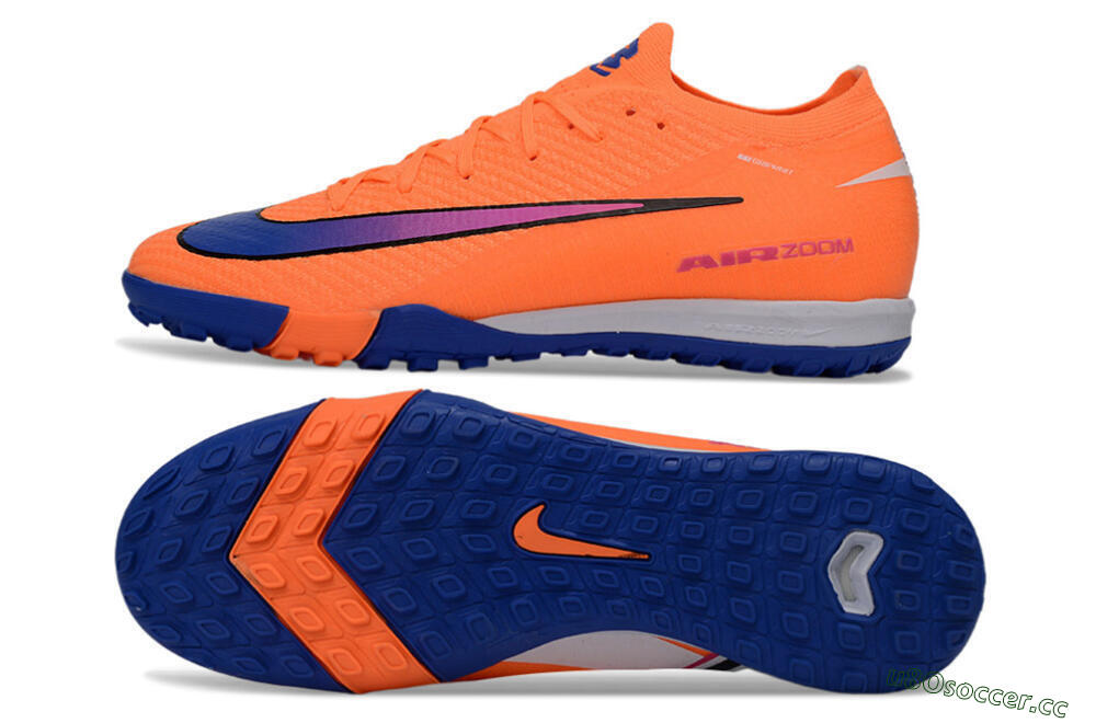 Men's Nike Air Zoom Mercurial Vapor 16 Elite TF Artificial Turf Low-Tops Football Shoes - Orange/Electric Blue/Fiery Orange 1