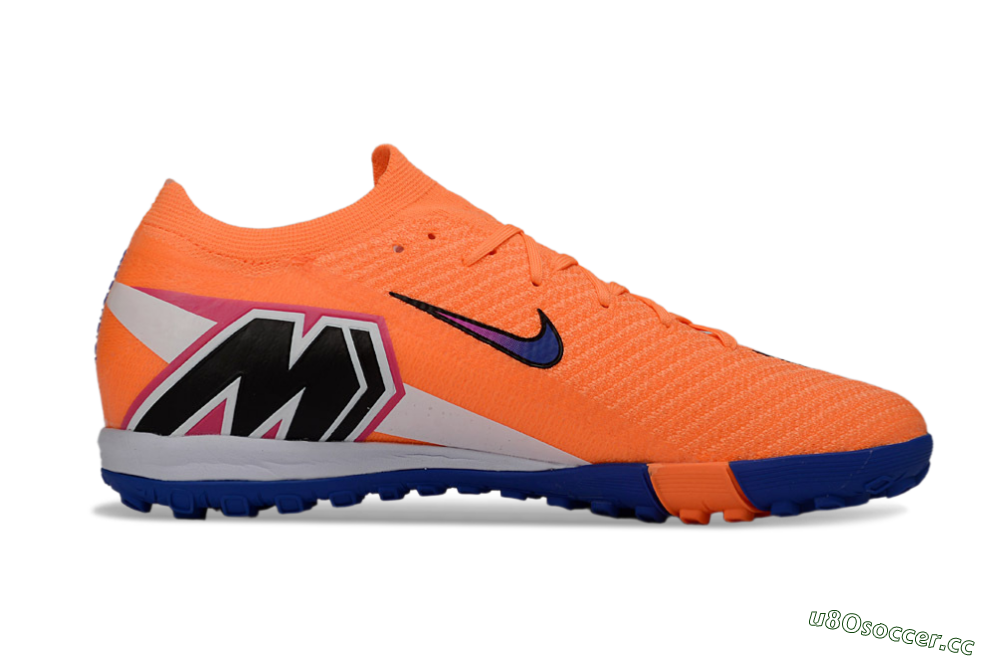 Men's Nike Air Zoom Mercurial Vapor 16 Elite TF Artificial Turf Low-Tops Football Shoes - Orange/Electric Blue/Fiery Orange 7