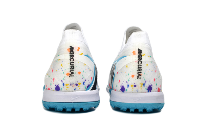 Men's Nike Air Zoom Mercurial Vapor 16 Elite TF Artificial Turf Low-Tops Football Shoes - White/Crystal Blue/Splattered Pastel
