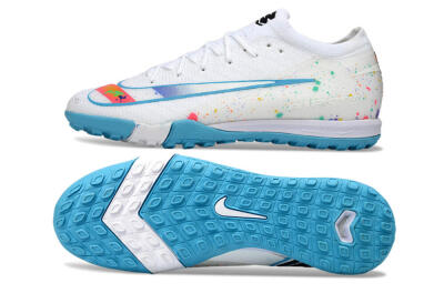 Men's Nike Air Zoom Mercurial Vapor 16 Elite TF Artificial Turf Low-Tops Football Shoes - White/Crystal Blue/Splattered Pastel