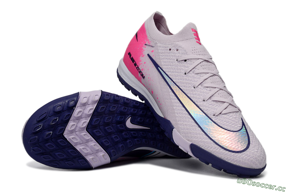 Men's Nike Air Zoom Mercurial Vapor 16 Elite TF Artificial Turf Low-Tops Football Shoes - Lilac/Bright Pink/Dark Blue 3