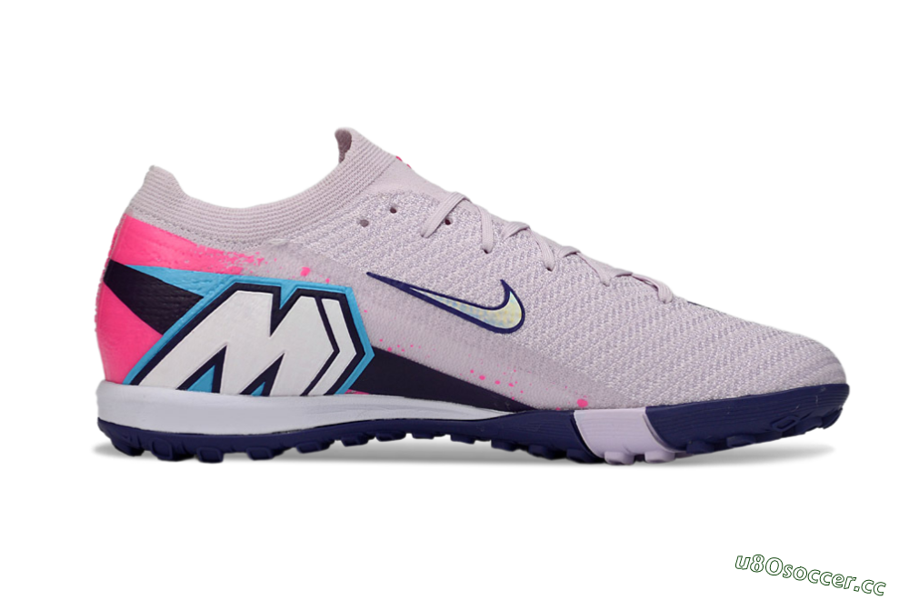 Men's Nike Air Zoom Mercurial Vapor 16 Elite TF Artificial Turf Low-Tops Football Shoes - Lilac/Bright Pink/Dark Blue 7