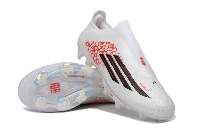 Unisex Adidas F50+ Elite Lightstrike Pro Laceless FG Firm Ground Low-Tops Football Boots - White/Crimson Red/Black