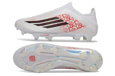 Unisex Adidas F50+ Elite Lightstrike Pro Laceless FG Firm Ground Low-Tops Football Boots - White/Crimson Red/Black