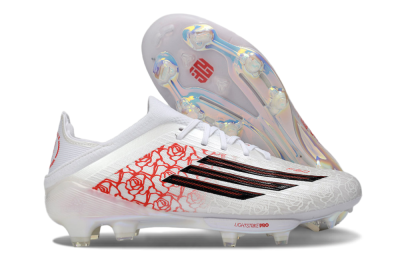 Unisex Adidas F50 Elite Lightstrike Pro FG Firm Ground Low-Tops Football Boots - White/Crimson Red/Black