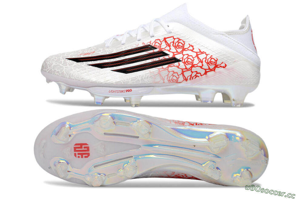 Unisex Adidas F50 Elite Lightstrike Pro FG Firm Ground Low-Tops Football Boots - White/Crimson Red/Black 1