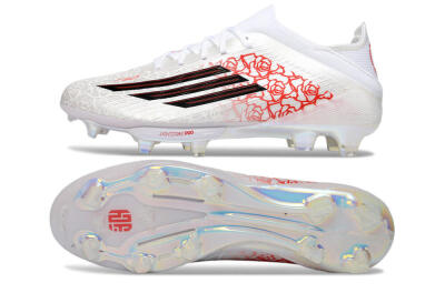 Unisex Adidas F50 Elite Lightstrike Pro FG Firm Ground Low-Tops Football Boots - White/Crimson Red/Black