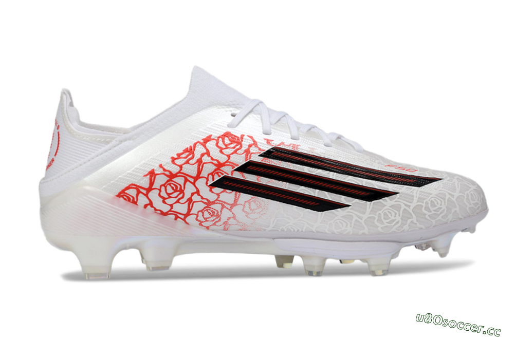 Unisex Adidas F50 Elite Lightstrike Pro FG Firm Ground Low-Tops Football Boots - White/Crimson Red/Black 7