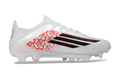 Unisex Adidas F50 Elite Lightstrike Pro FG Firm Ground Low-Tops Football Boots - White/Crimson Red/Black