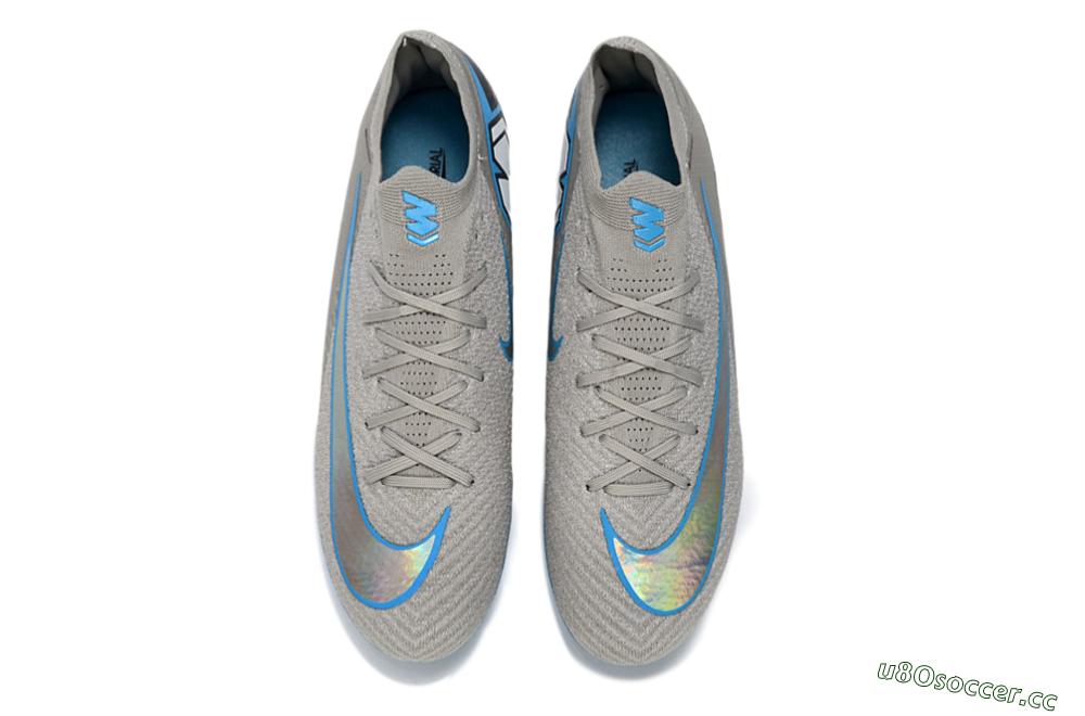 Men's Nike Air Zoom Mercurial Vapor 16 Elite FG Firm Ground Low-Tops Football Boots - Gray/Sky Blue/Light Gray 4