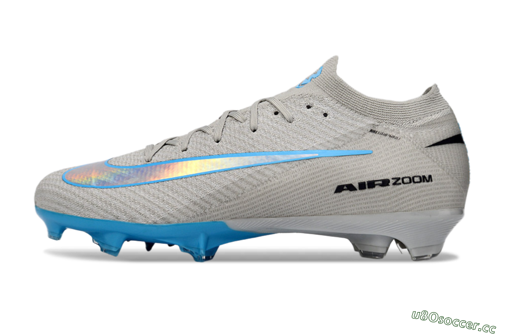 Men's Nike Air Zoom Mercurial Vapor 16 Elite FG Firm Ground Low-Tops Football Boots - Gray/Sky Blue/Light Gray 0