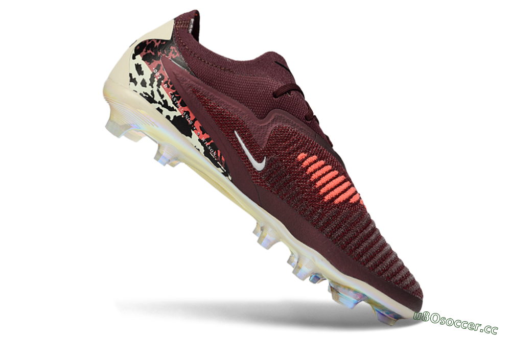 Unisex Nike Phantom 6 Elite Low FG Firm Ground Low-Tops Football Boots - Burgundy/Crimson Red/Black 4