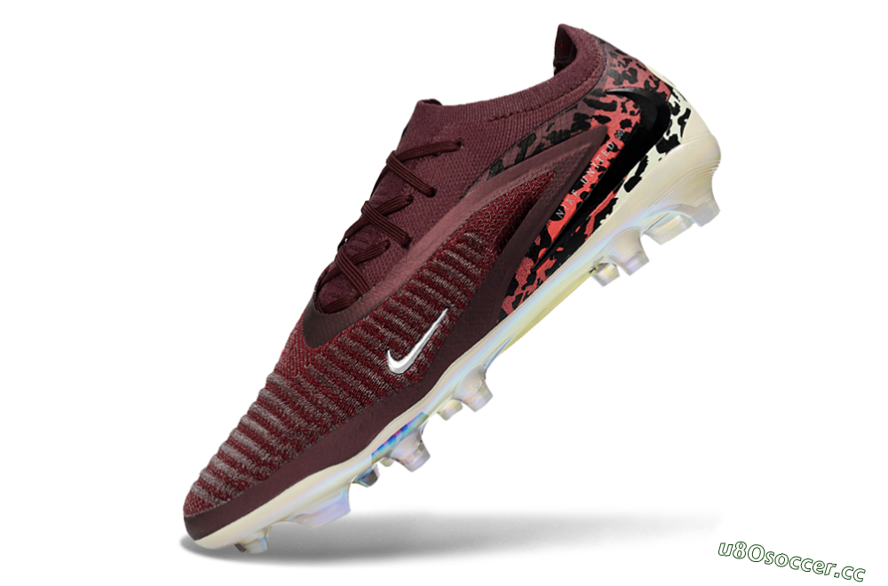 Unisex Nike Phantom 6 Elite Low FG Firm Ground Low-Tops Football Boots - Burgundy/Crimson Red/Black 5