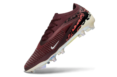 Unisex Nike Phantom 6 Elite Low FG Firm Ground Low-Tops Football Boots - Burgundy/Crimson Red/Black