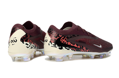 Unisex Nike Phantom 6 Elite Low FG Firm Ground Low-Tops Football Boots - Burgundy/Crimson Red/Black
